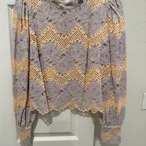 Elegant Anthropologie Lace Women Top in Cream and Lavender
